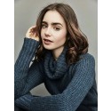 Perruque Eclatante Ondulée Lace Front Synthétique De Style Lily Collins