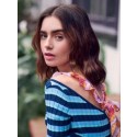 Perruque Grisante Ondulée Lace Front Synthétique De Style Lily Collins