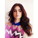 Perruque Commode Ondulée Lace Front Synthétique De Style Lily Collins