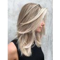 Perruque Royale Lisse Lace Front Synthétique Longueur d'Epaule